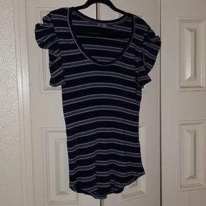 Gray and Navy striped blouse